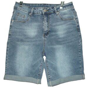 Leisure Lifes Shorts 32 x 9"inseam Bermuda High Rise rolled cuff jean denim XL